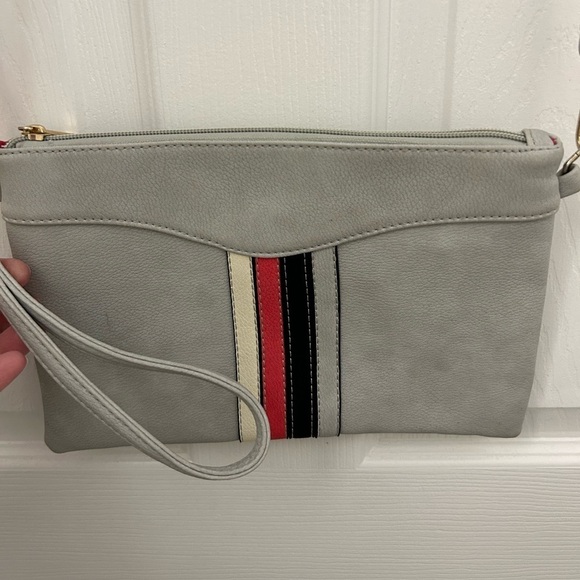Handbags - Grey with Stripes Shoulder Bag/Clutch